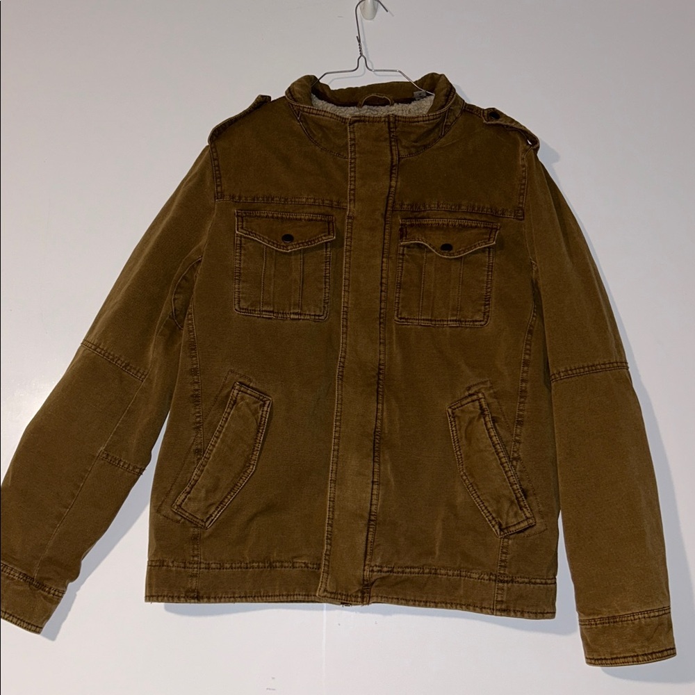LEVI'S | Men's Sherpa Lined Trucker Cargo Chore Jacket Brown Size Medium